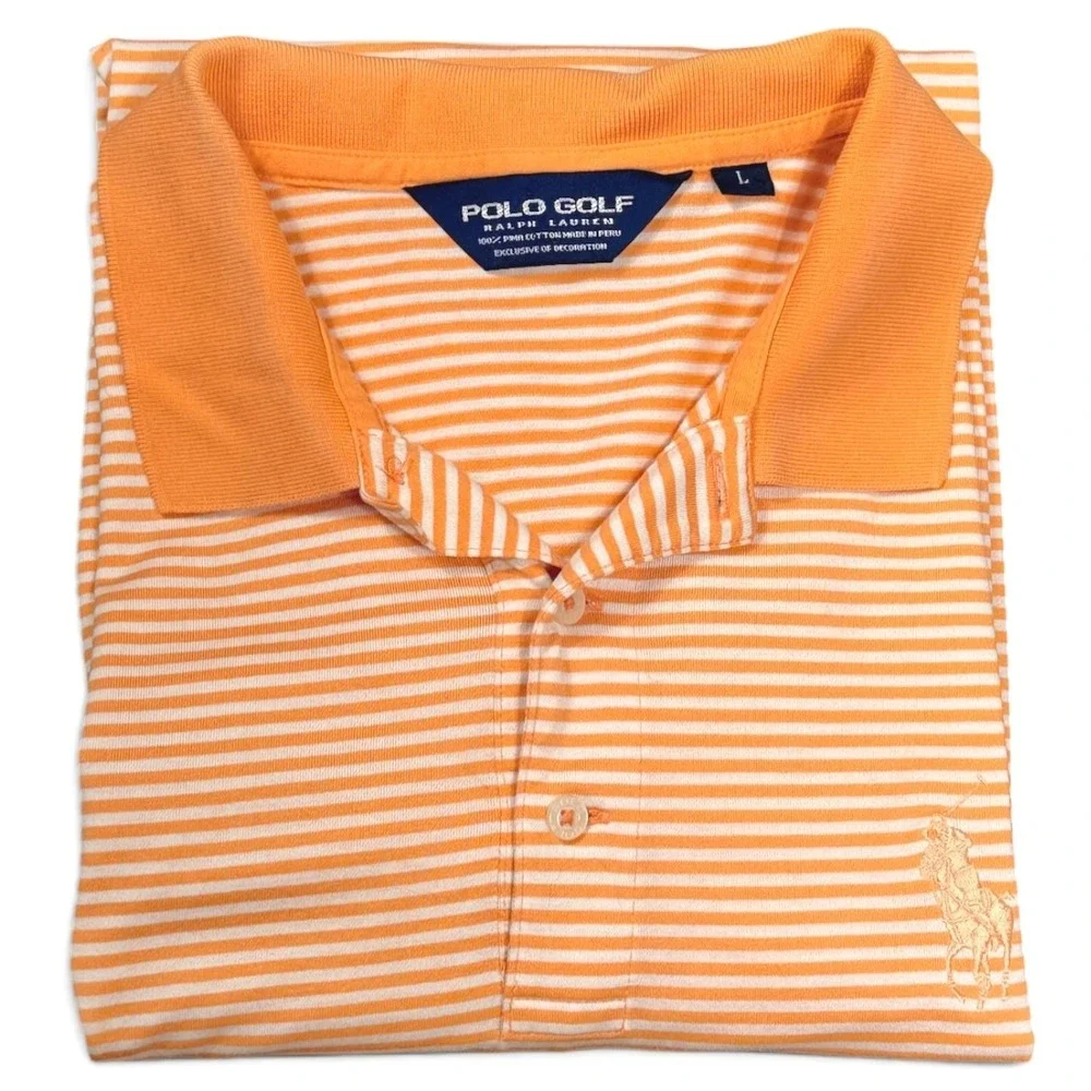 Polo Ralph Lauren Mens L Orange Stripe Big Pony Trump National Doral Golf Club - Picture 6 of 9